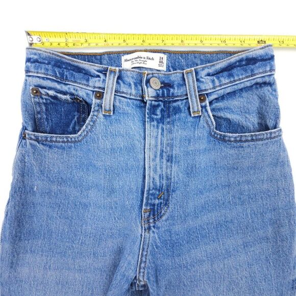 ABERCROMBIE 90s Straight Ultra High Rise Jeans Light Wash Clean Girl Minimal Y2k - Picture 3 of 8